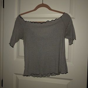 Black and white striped crop top